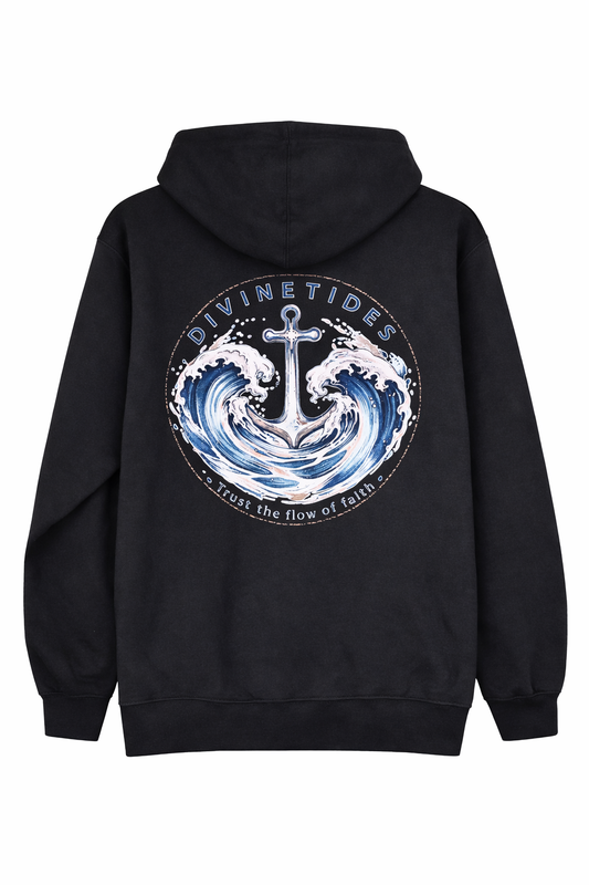 Divine Tides Lightweight Terry Hoodie - Black