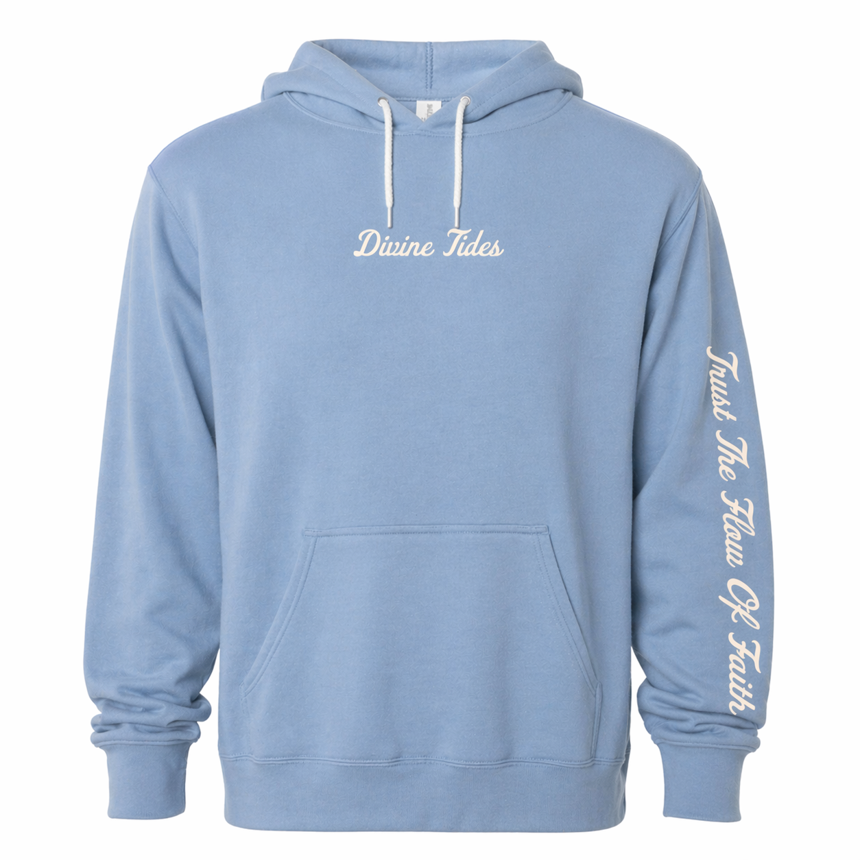"Trust the Flow of Faith" - Lightweight Terry Hoodie - Misty Blue