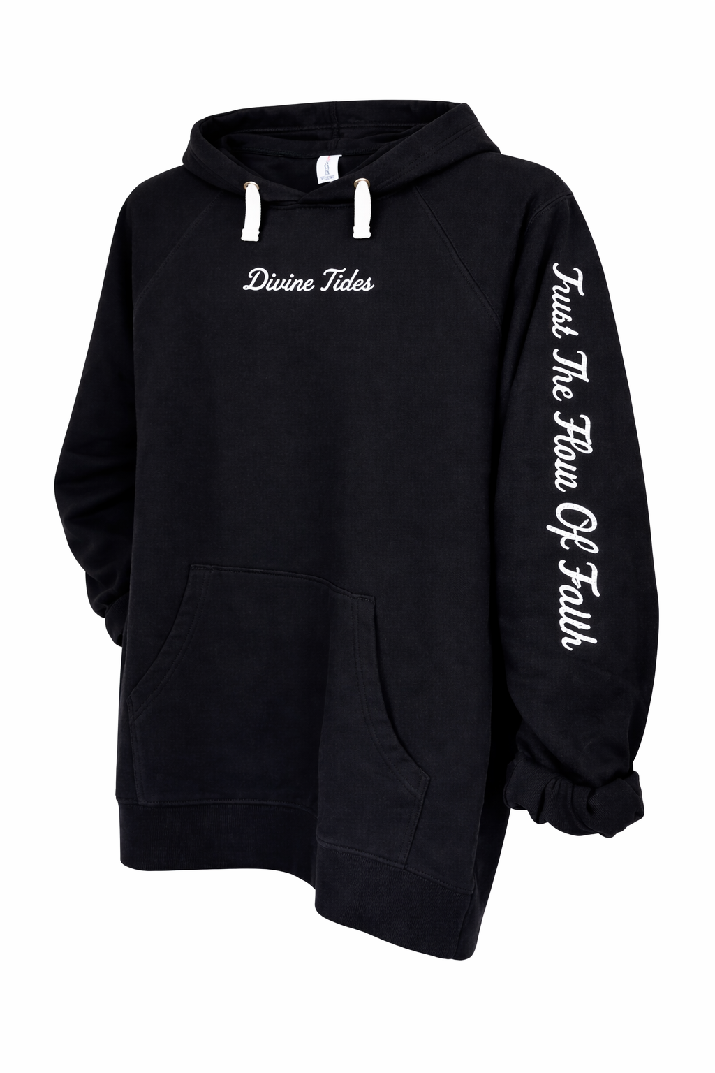 "Trust the flow of faith" Lightweight Terry Hoodie - Black