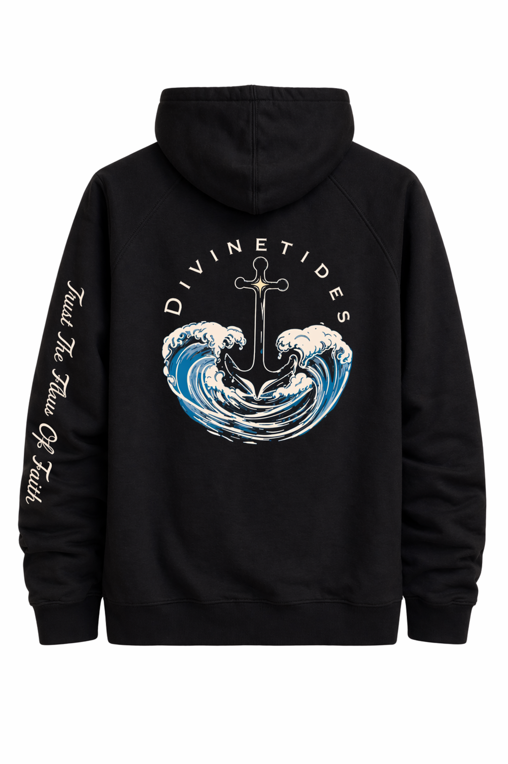 "Trust the flow of faith" Lightweight Terry Hoodie - Black